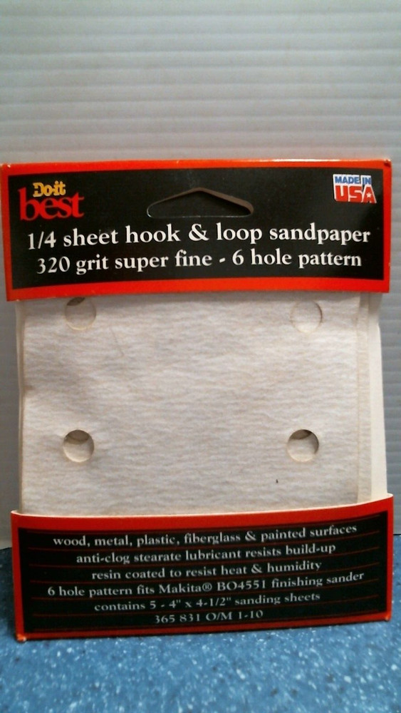 Do It Best 1/4 Sheet Hook & Loop Sandpaper 5 pk  (31018) FS