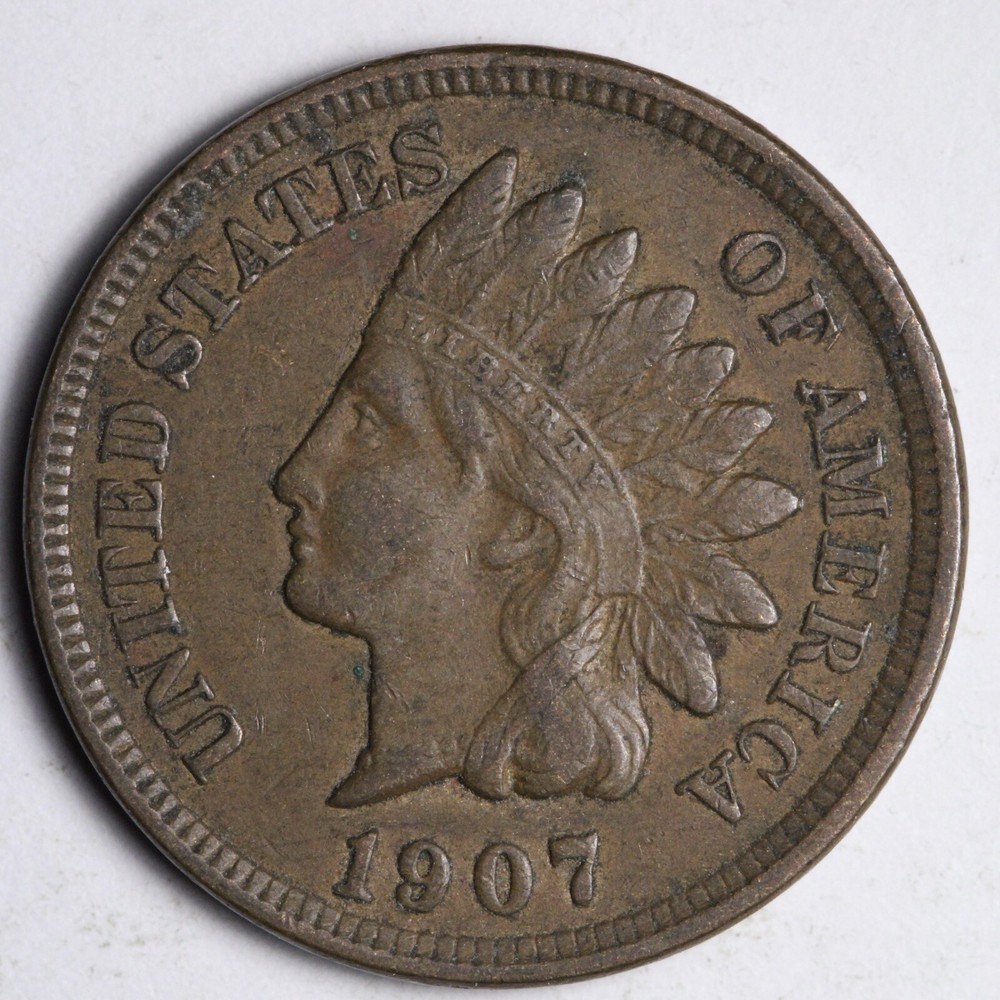 1907 Indian Head Cent Penny AU+ E199 T