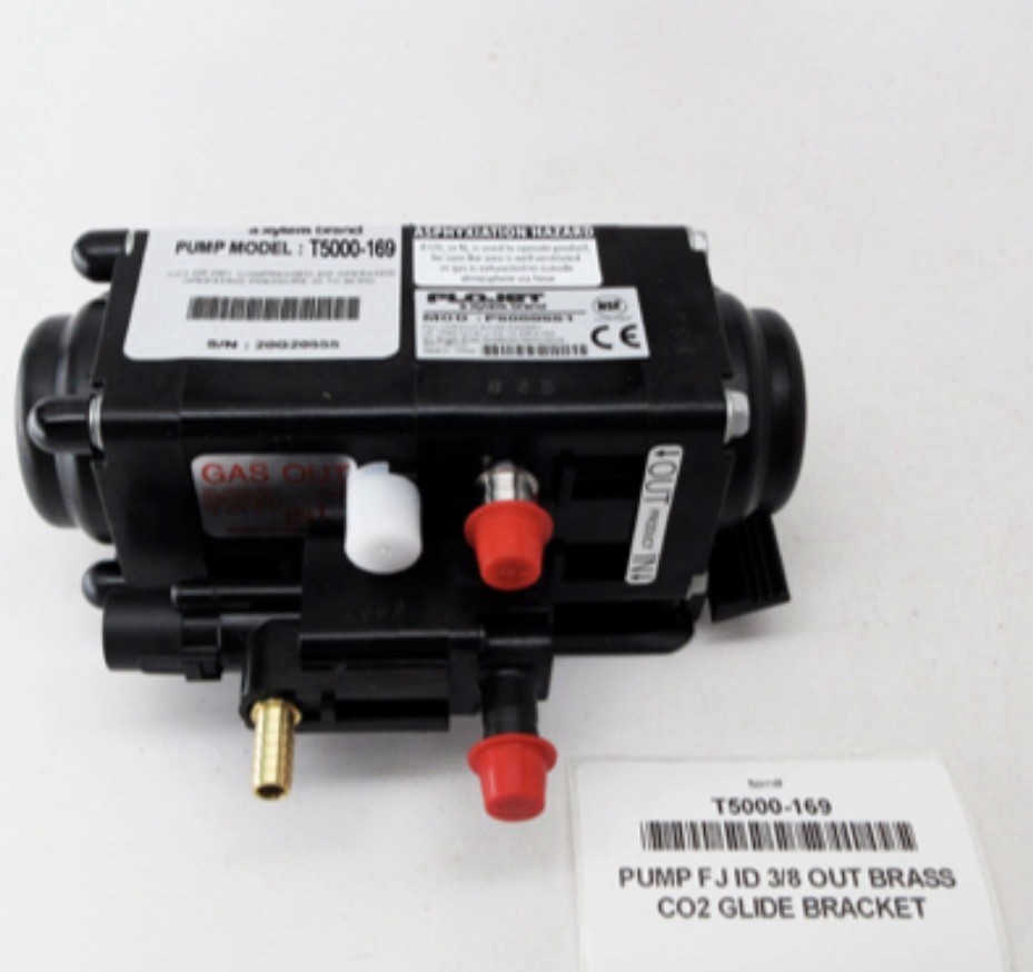 FLOJET CO2/AIR DRIVEN BIB PUMP, T5000-169, Pump FJ ID 3/8 Out Brass CO2