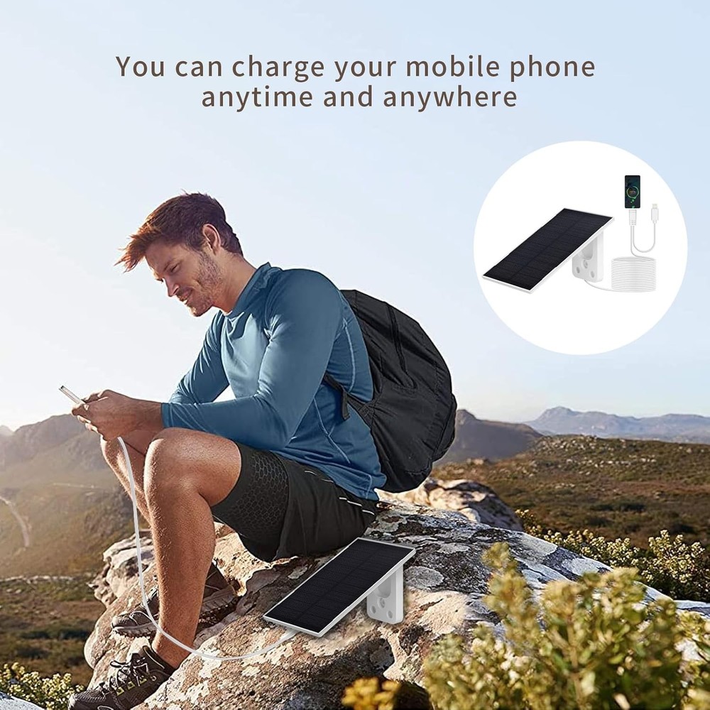 3W 5V Portable Waterproof Solar Panel with 6 FT Micro USB and Type-C White