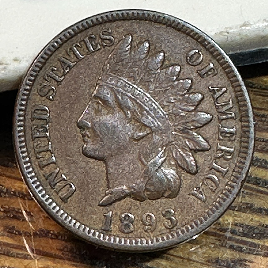1893 Indian Cent Nice Original XF+ CHRC