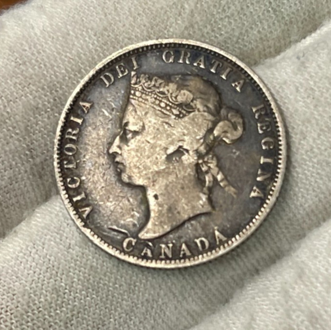 1874 H Canada 25 Cents Silver Coin