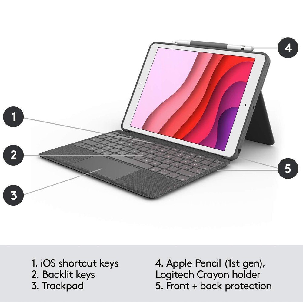 Logitech Combo Touch for iPad (7th, 8th and 9th generation) keyboard case with