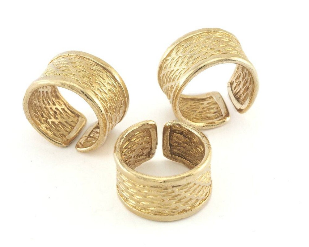 Band Ring Textures Adjustable Ring Raw Brass (17mm 7US inner size) 3255 ring21