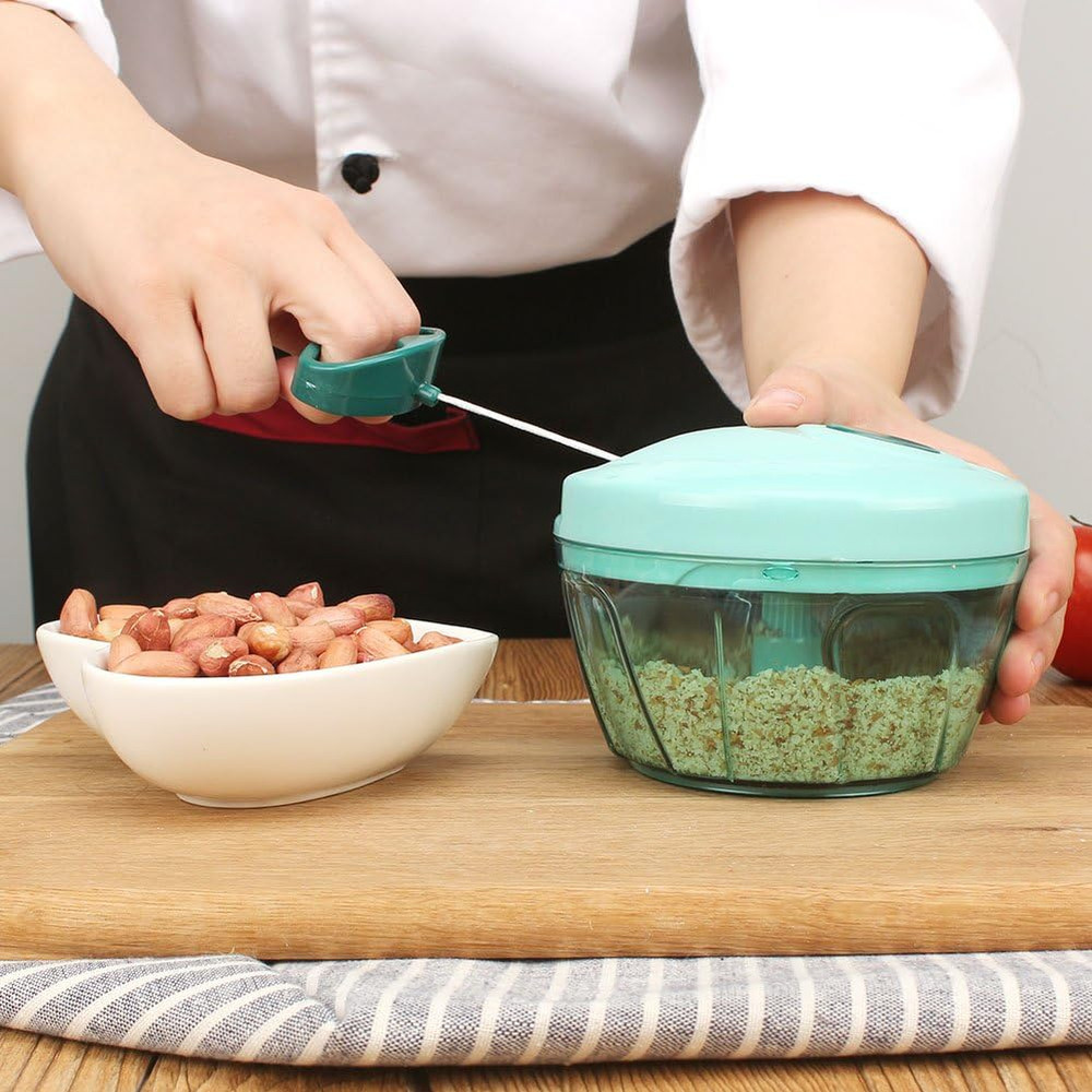 Manual Food Processor Vegetable Chopper, Portable Hand Pull String Garlic Mincer