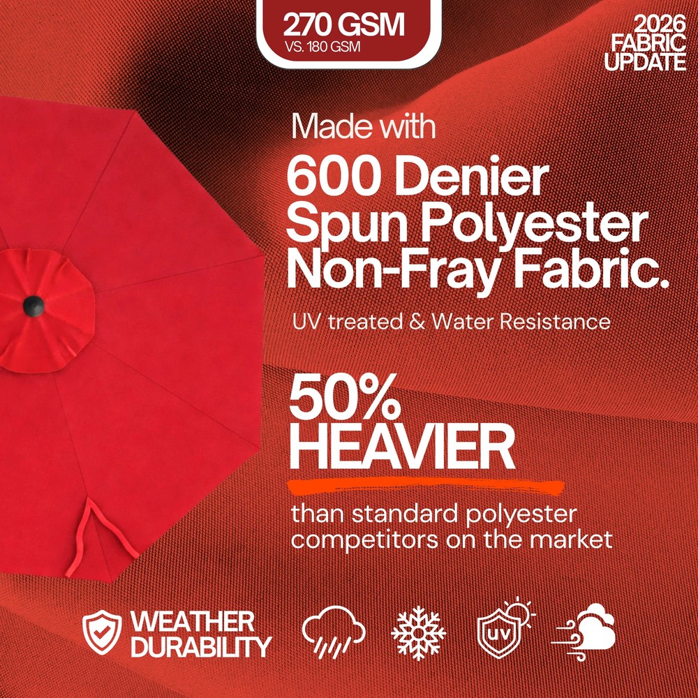 9 ft Cantilever Hanging Umbrella 6 Rib Replacement Canopy Red