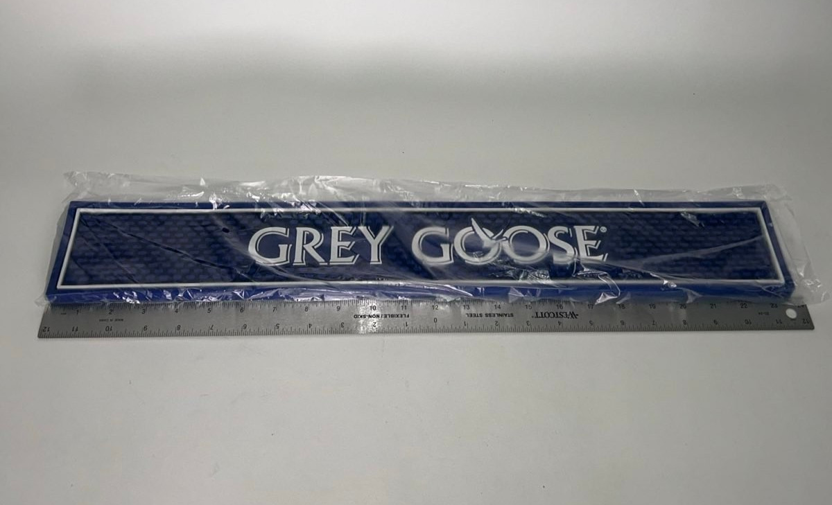Grey Goose style rubber bar mat 24" Blue white logo New