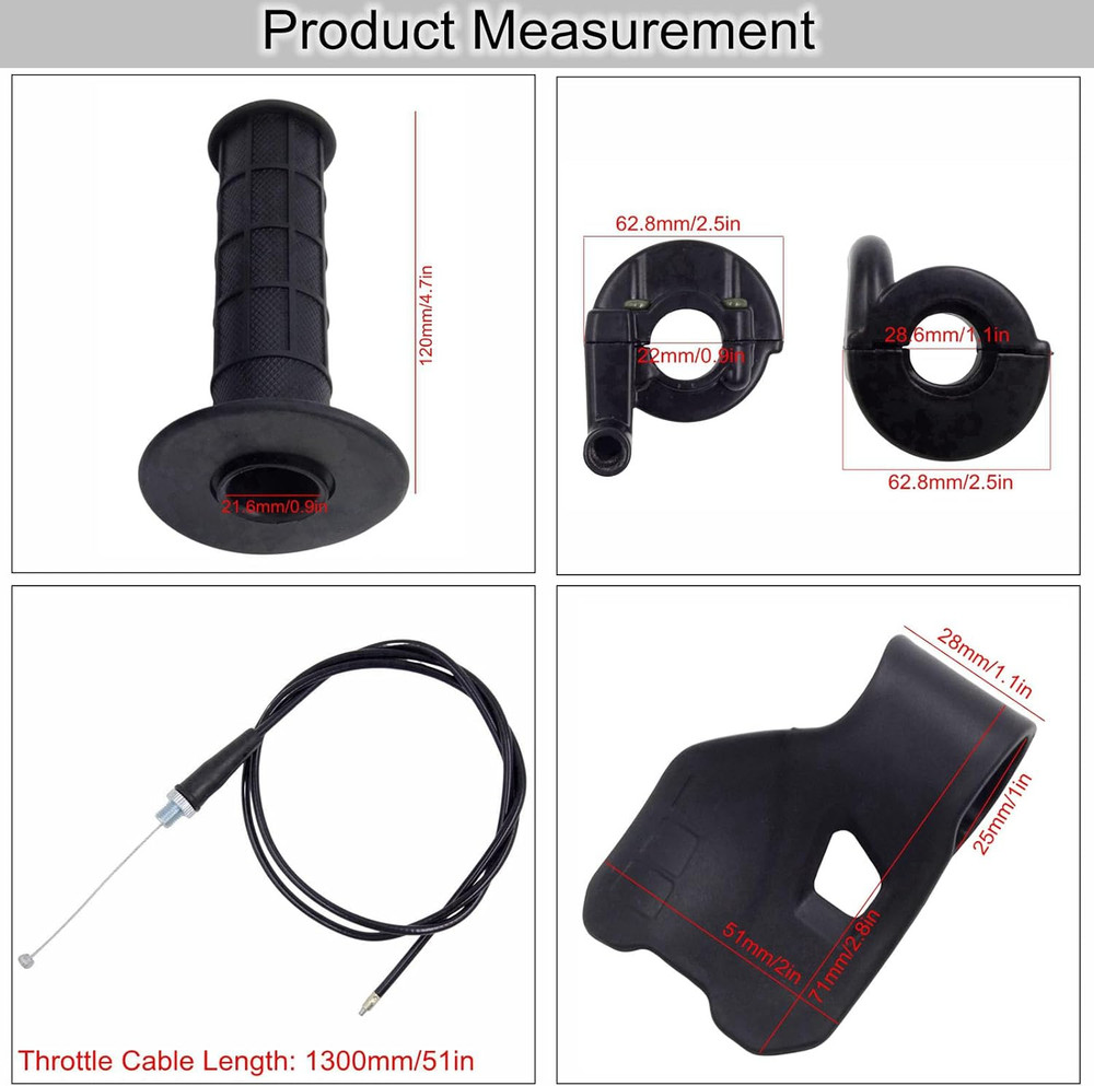7/8" Throttle Accelerator Handle Grips: Compatible with 50Cc, 80Cc, 90Cc, 110Cc