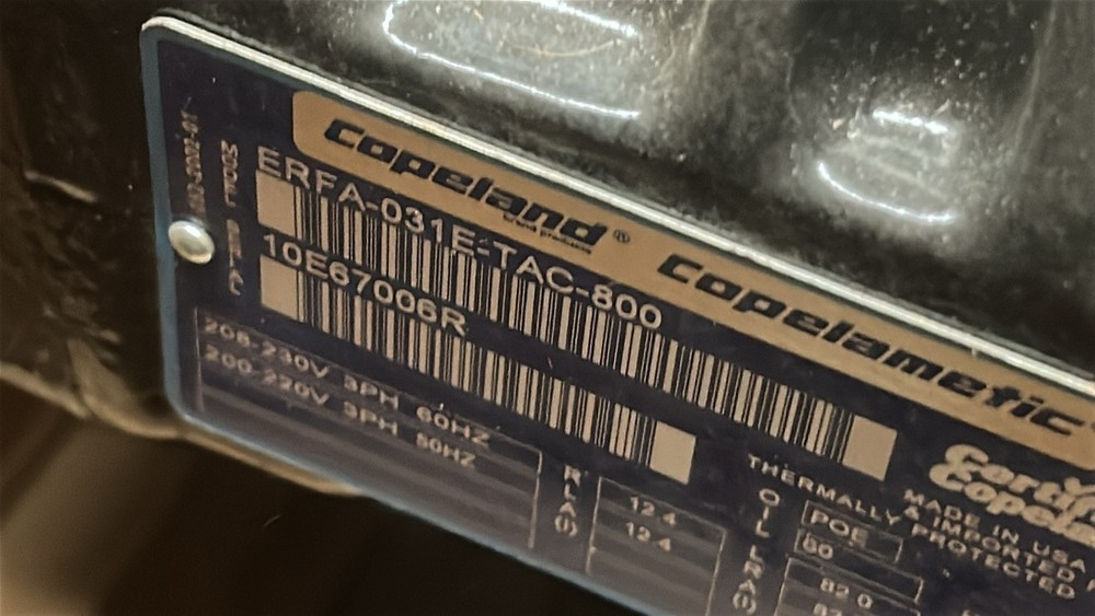 COPELAND RERFA-031E-TAC-800 COMPRESSOR 3 HP MEDIUM TEMP