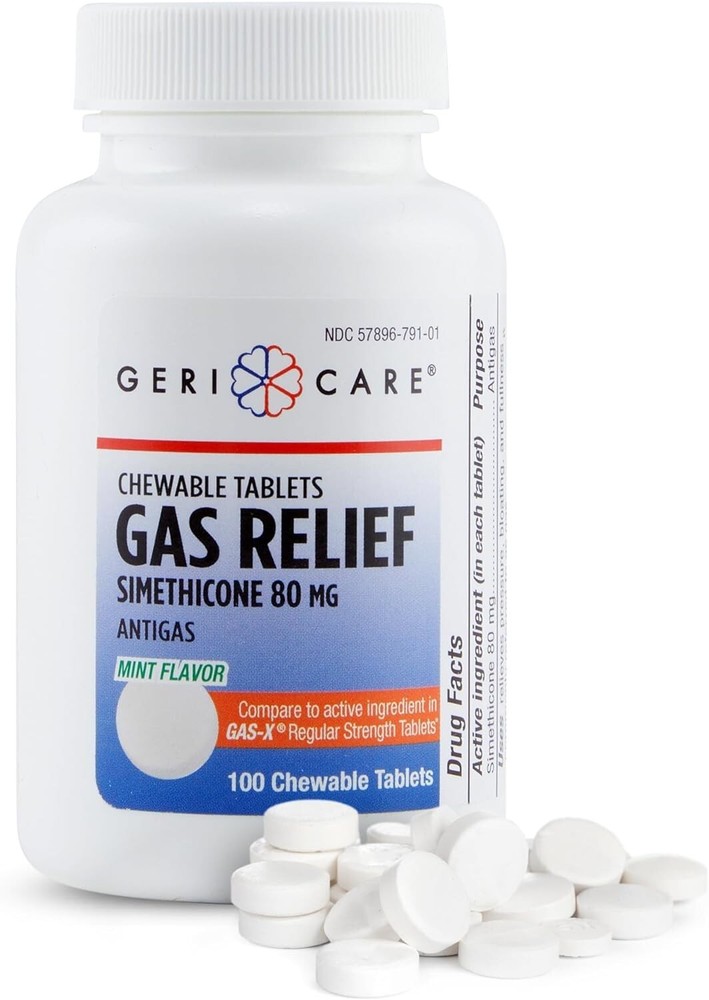 GeriCare Simethicone Chewable Mint Tablets, 80 mg, 100 Count