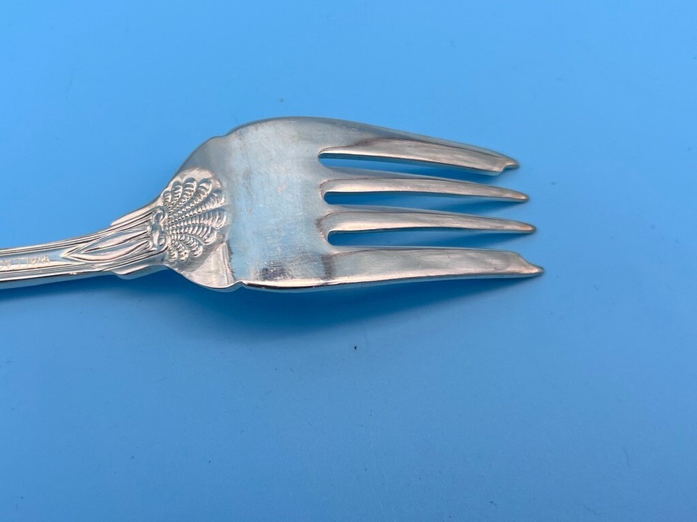 Vintage 7-1/2" Wallace Silverplate China Table Fork Shell Design Scrolls