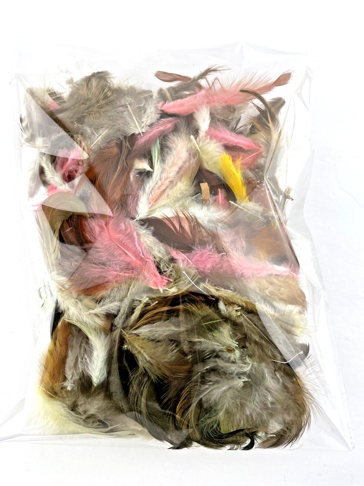 Craft Feathers Bag Multi-Color Brown Pink Yellow White