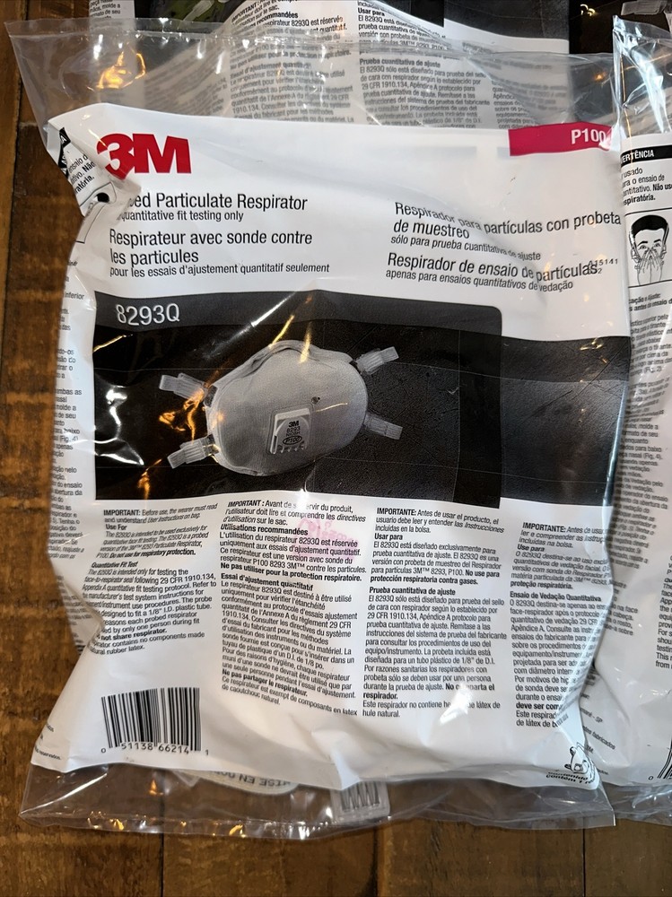 4x NEW 3M Probed Particulate Respirator 8293Q Quantitative Fit Testing Only
