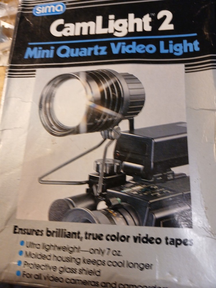 Sima CamLIght Mini Quartz Video Light AC/DC, Original Box Extra Bulb Lightweight
