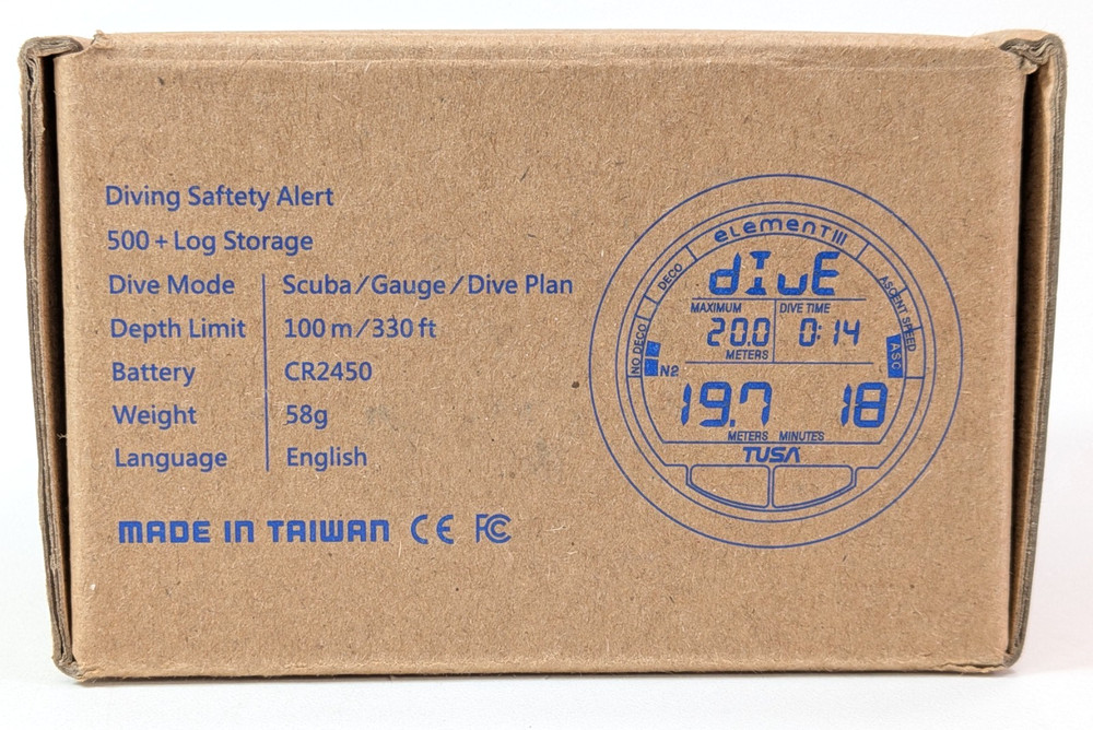 Tusa Element III Scuba Dive Computer Module Nitrox Compatible Backlit Display 3