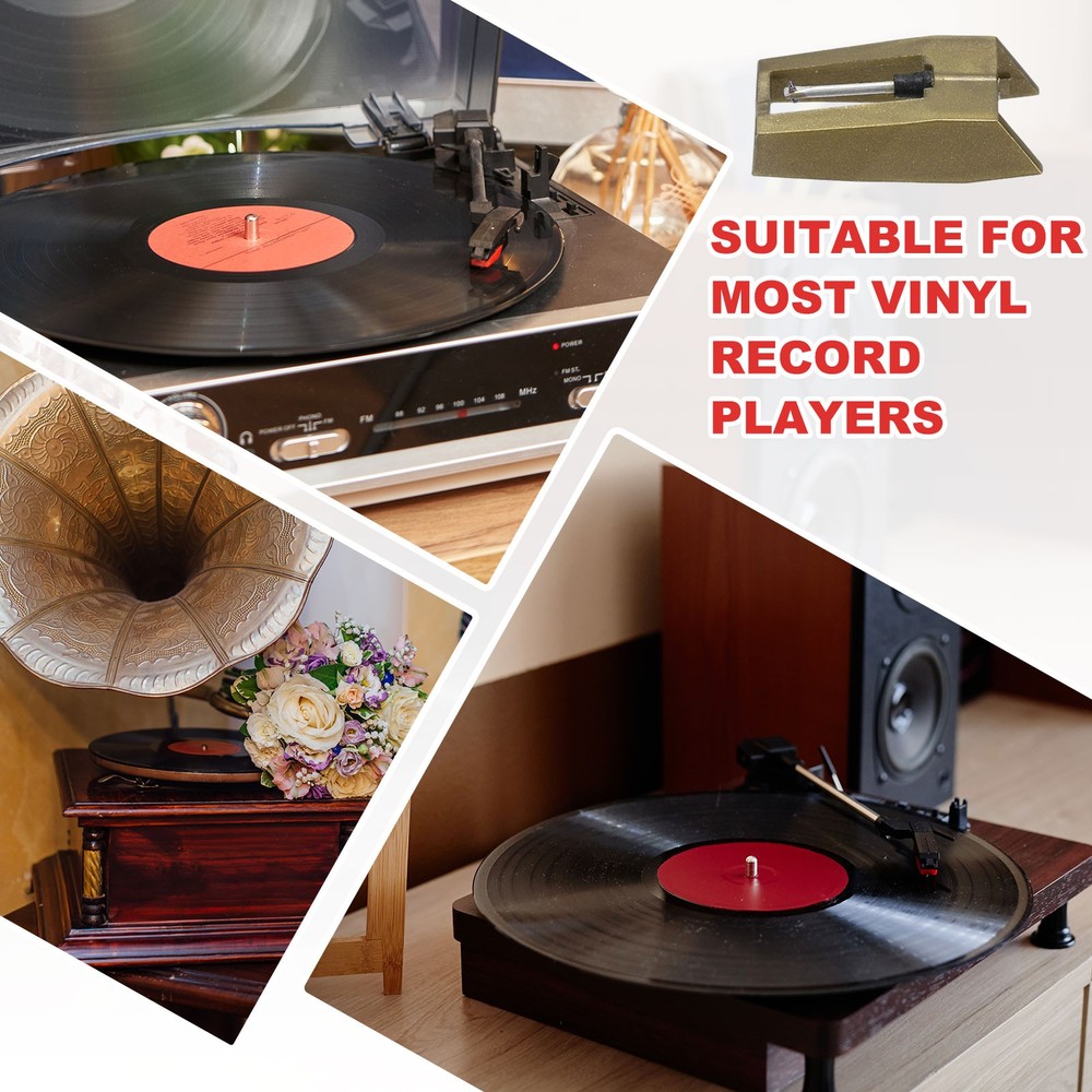 1 Pack Record Player Needle, Replacement Record Needle with Cleaning Brush, Gold