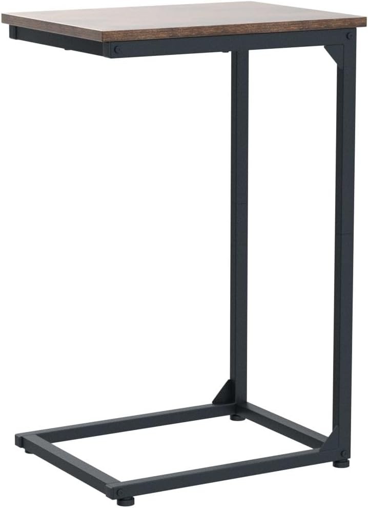 2pcs C Shaped Side/End Table Slide Under Couch Table for Sofa, TV Trays