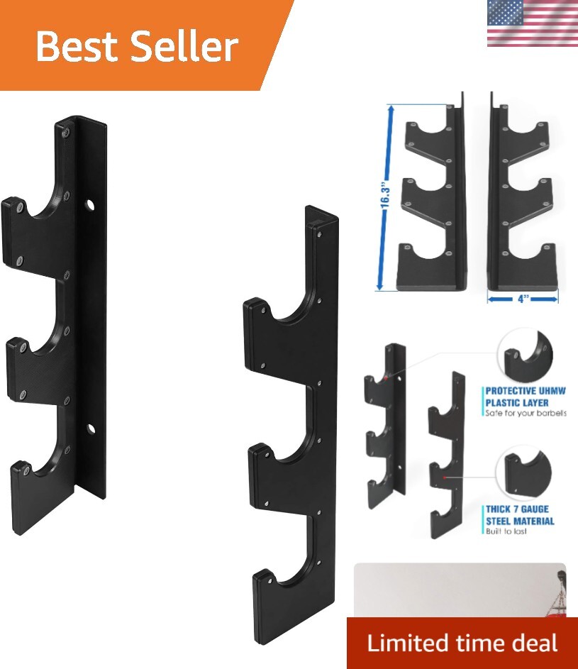 Vertical Barbell Storage Rack - Durable Olympic Holder with Protective Padding