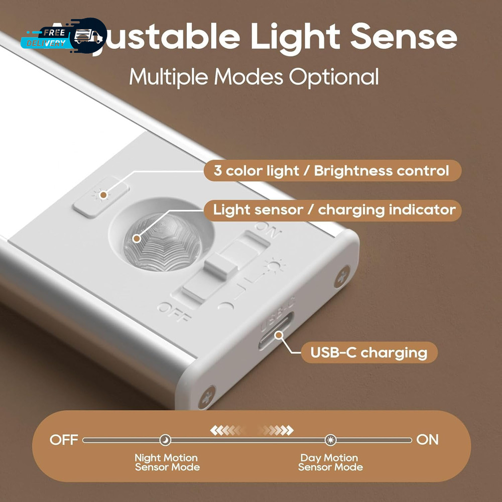 2 Pack under Cabinet Lighting3 Color Temperatures Motion Sensor Light Indoor LED