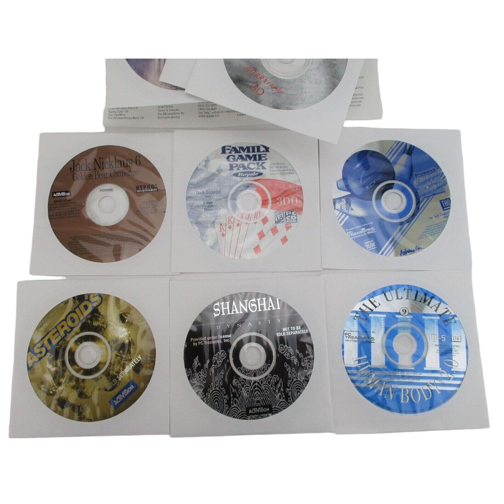 Vintage PC Software Pack Windows Games Info CD 15 different Software CDs 1999