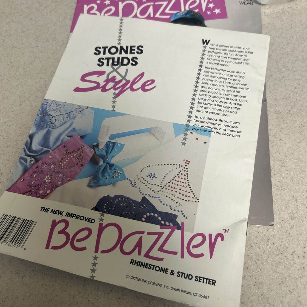 BeDazzler Rhinestone & Stud Setting Machine Kit W/Patterns Vintage 2 Books & 💎