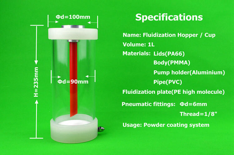 1L Fluidization hopper cup and IG06 pump for Electrostatic powder coating system