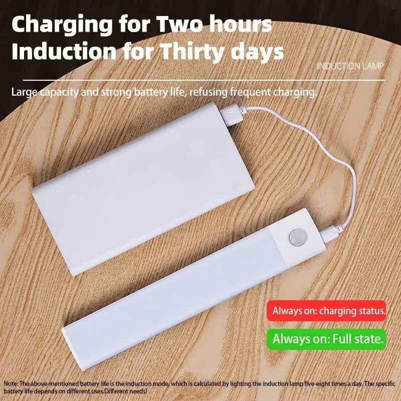 LED Motion Sensor Under Cabinet Closet Light USB Rechargeable Kitchen Lamp Strip