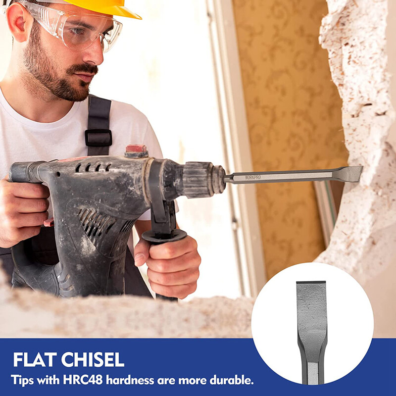 WORKPRO 17PC SDS-Plus Rotary Hammer Drill Bits Chisel Set Carbide-Tipped Masonry