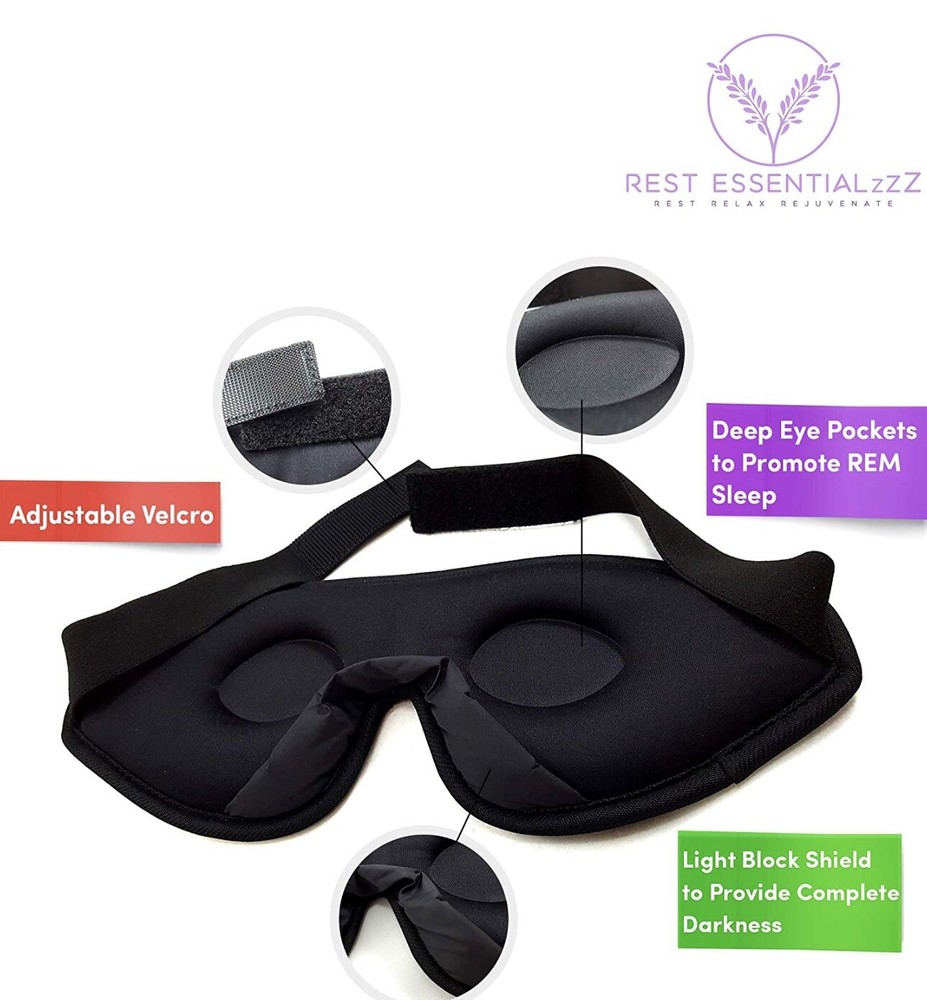 Rest Essentialzzz Aromatherapy Oil Diffuser Luxury Memory Foam Sleep Mask-White