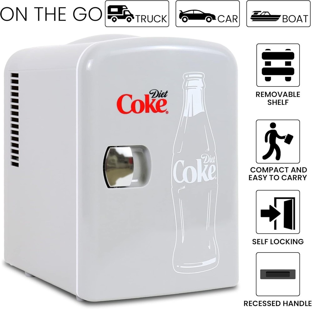 Chic Coca-Cola Mini Fridge: Cute Compact Beverage Storage - Silent Operation