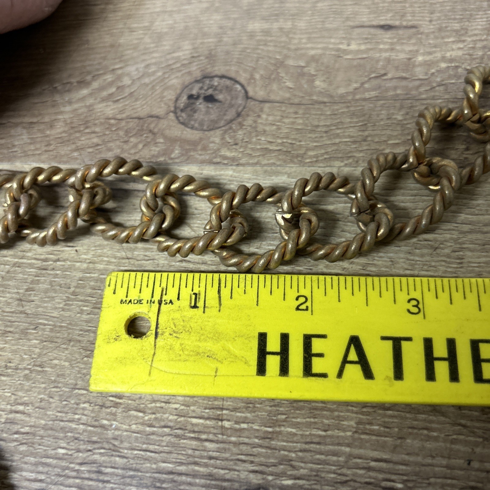 Old Vtg 36” Braided Brass Light Fixture Chain Hanger Chandelier Porch Light