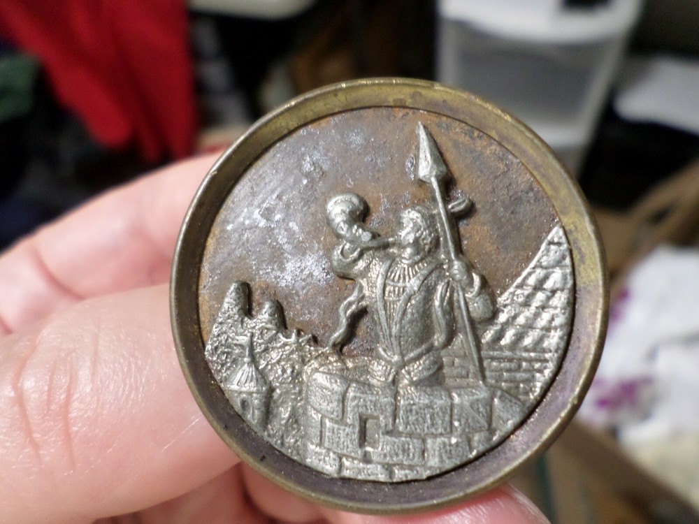 Old Antique Military Button, Tatar? Tarter? War? Unknown, Large Size