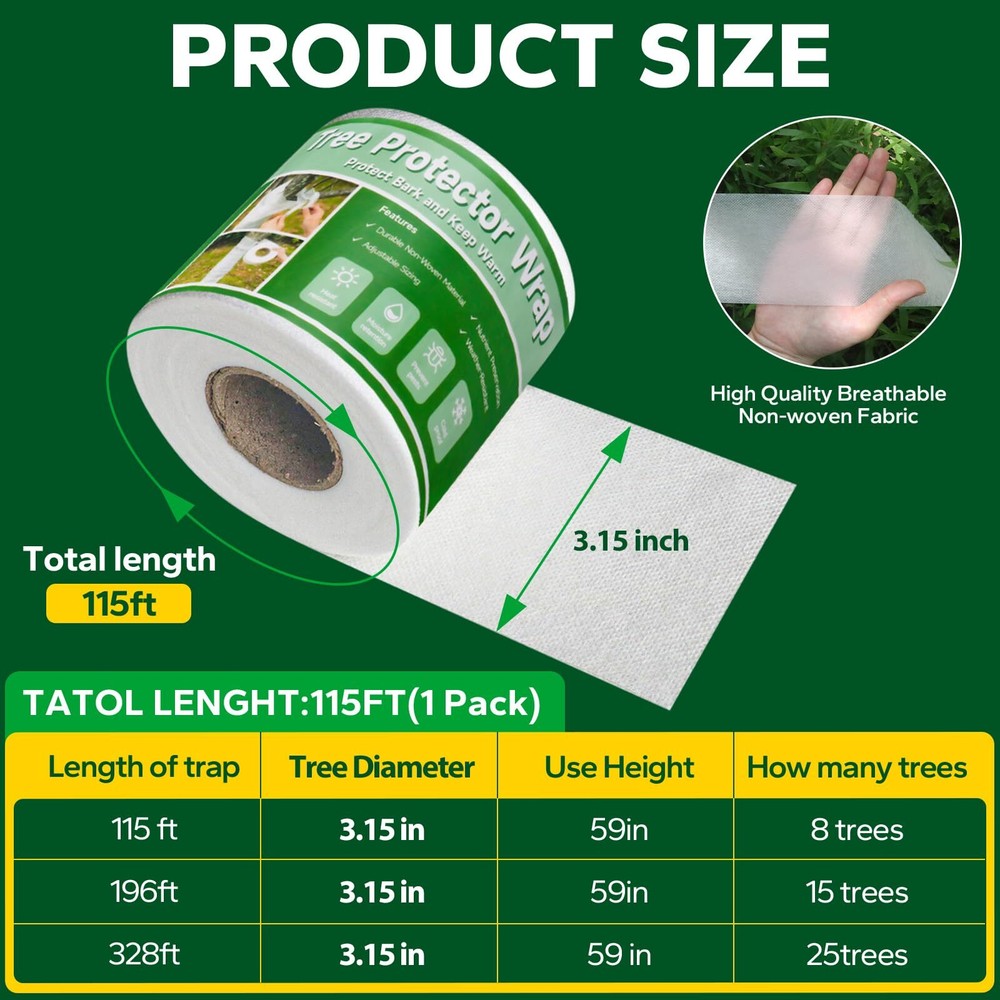 115Ft Breathable Tree Wrap Trunk Guard Cover for Small Tree Sapling Damaged Bark