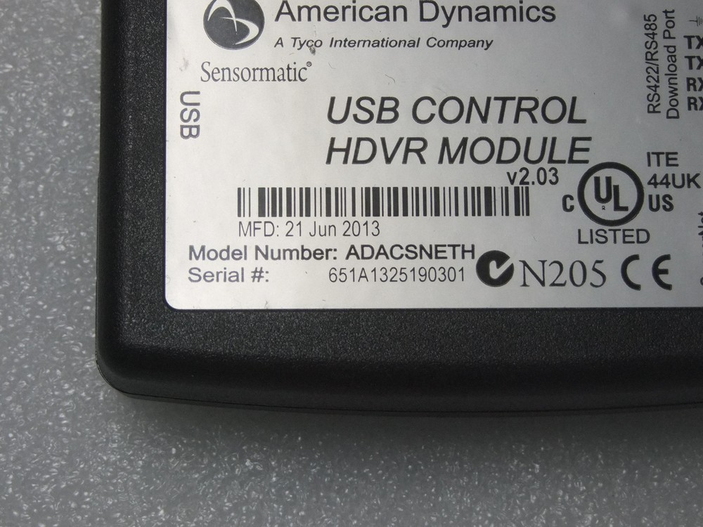 AMERICAN DYNAMICS SENSORMATIC USB HDVR CONTROL MODULE ADACSNETH