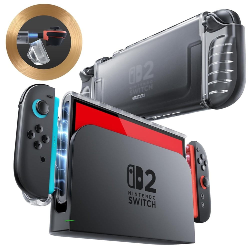 Mumba Clear Case for Nintendo Switch 2, Crystal Cover with Quick-Release Joy-Con