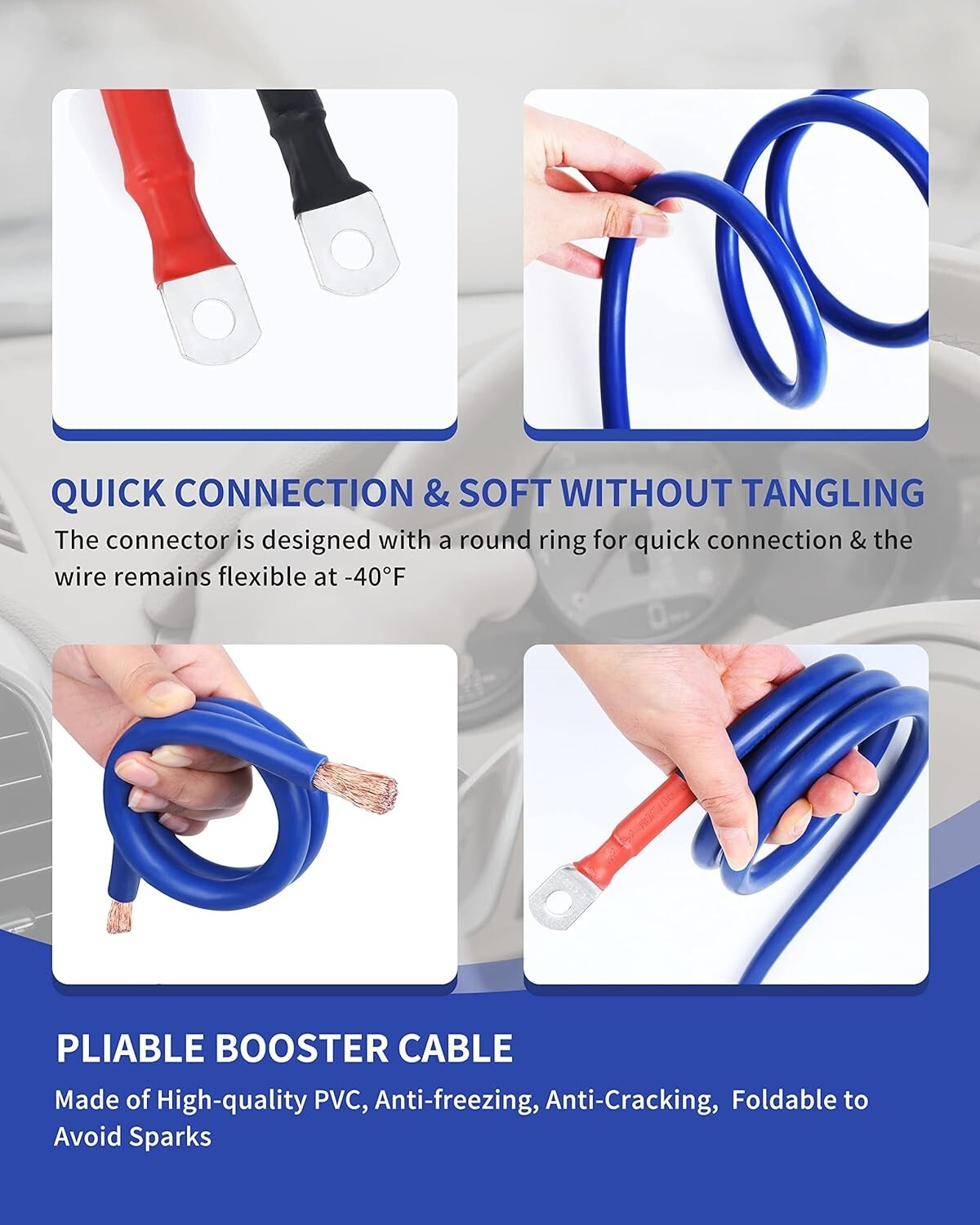 0 Gauge Heavy Duty Jumper Cables 30 FT 1000 Amp Quick Connect Plugs For Truck