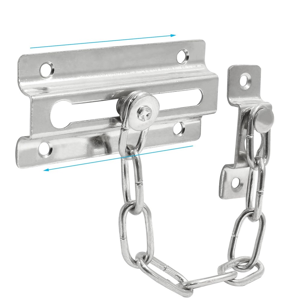 Seimneire 2 Pcs Silver Chain Door Lock Security Locks, Sturdy