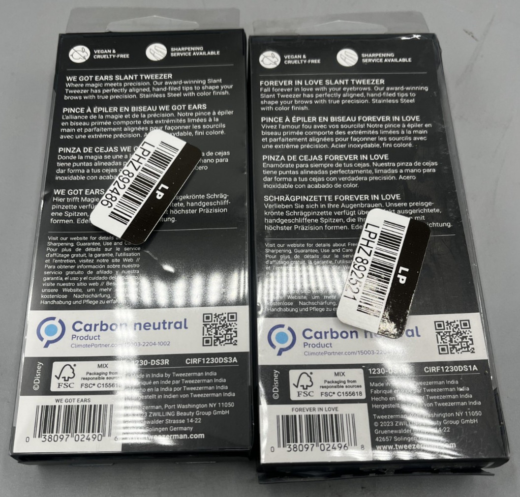 Lot Of 2 Tweezerman Mickey/Minnie Mouse Slant Tweezer, New In Box