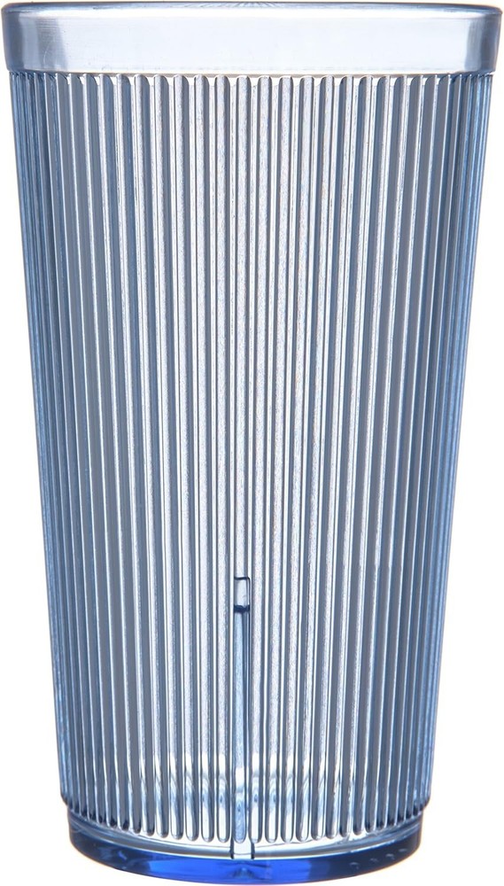 Blue Plastic Tumbler 21.5oz Stackable Ribbed Textured Dishwasher Safe