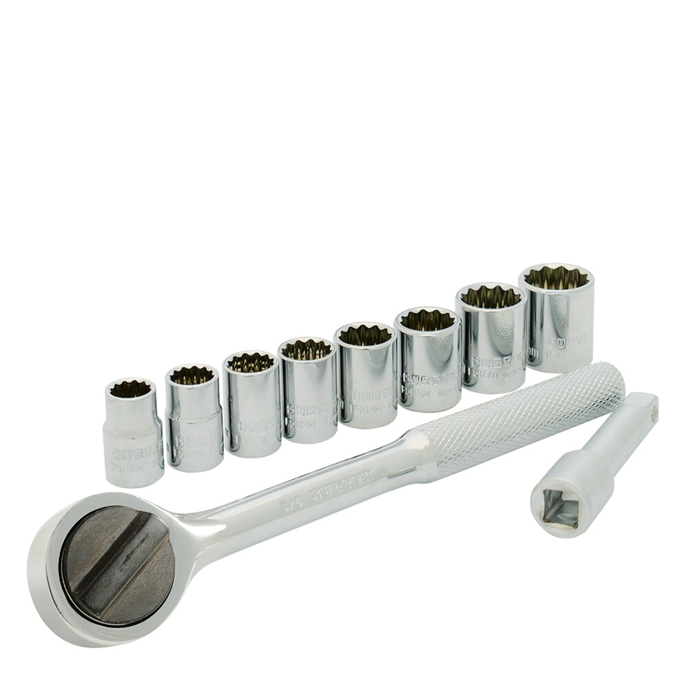 Surtek A02M 3/8" Drive Socket Metric Accessories 10 Pieces Set