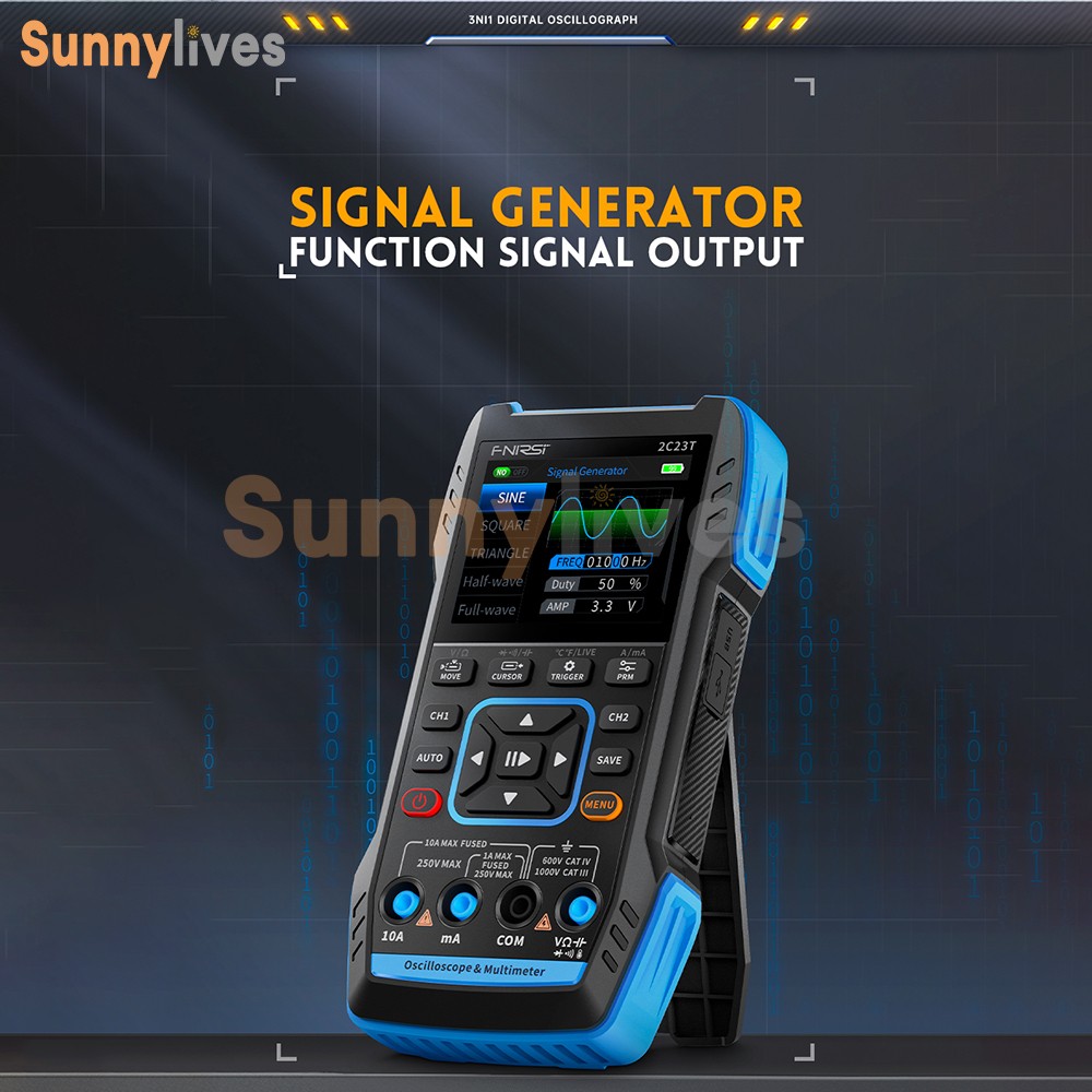 FNIRSI 2C23T+P6100 Digital LCD Oscilloscope Multimeter Function Signal Generator