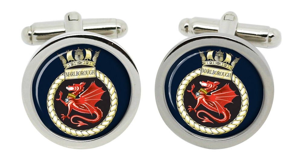 HMS Marlborough, Royal Navy Cufflinks in Box