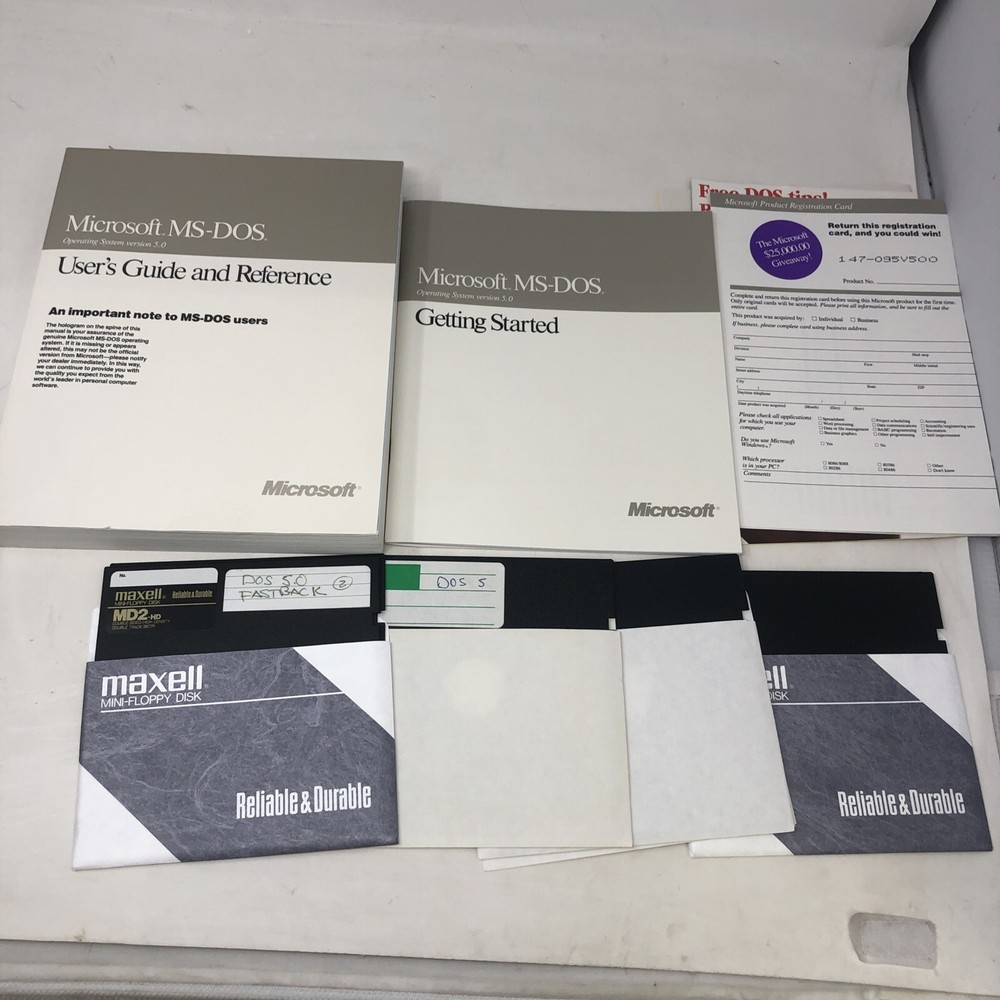 VINTAGE MICROSOFT MS-DOS 5 UPGRADE 5.25" FLOPPY - PREOWNED
