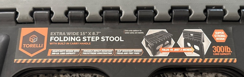 Torelli Extra Wide Folding Step Stool 300lb. Capacity 15 x 8.7 Extra Wide