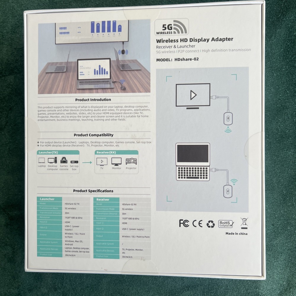 Wireless HD Display Adapter Reciever & Launcher Model HDshare-02