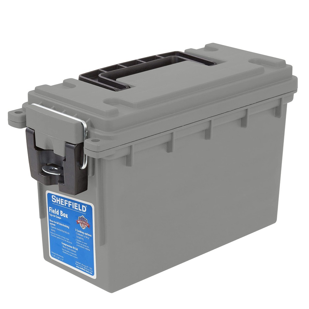 Sheffield 12628 Ammo Storage Box, Stackable .30 Cal Standard Single, Gray
