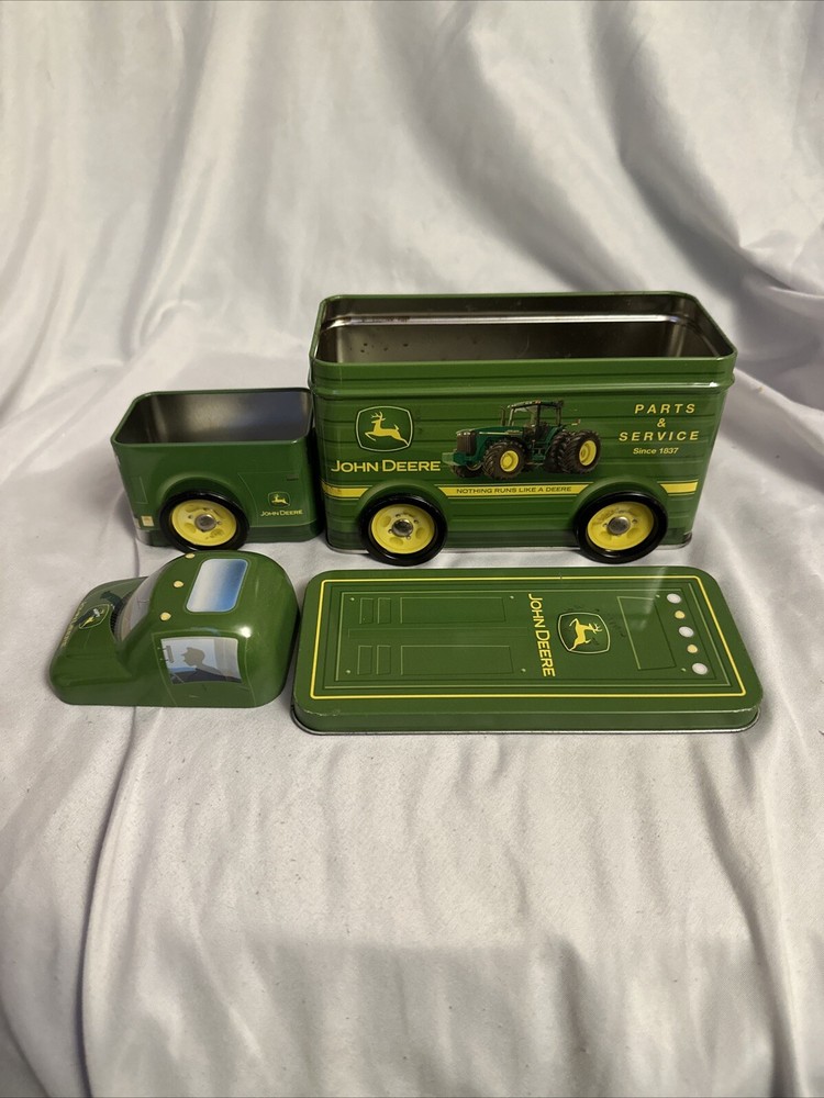 John Deere Tin Box Truck Shaped Container GREAT GRAPHICS