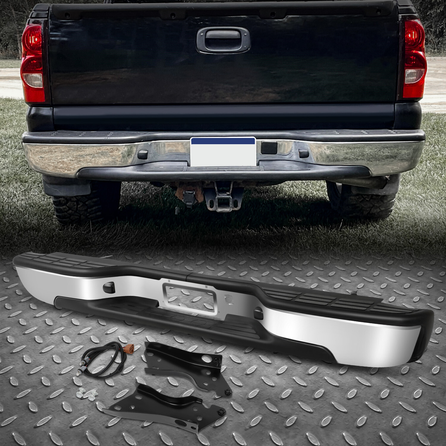For 99-07 Chevy Silverado GMC Sierra 1500 2500 Steel Rear Step Bumper Assembly