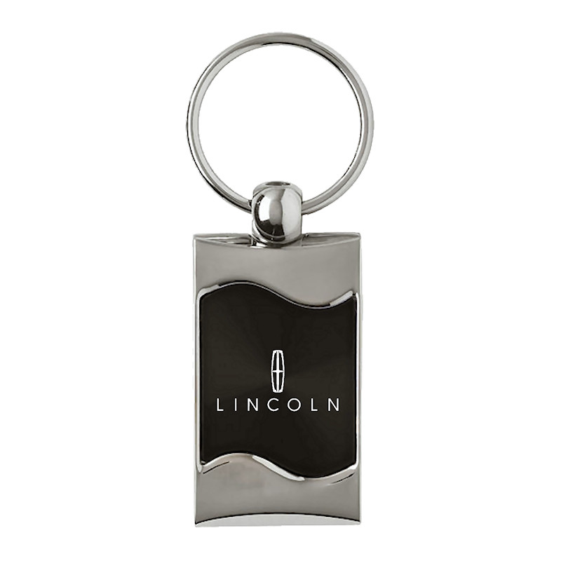Lincoln Logo Rectangular Wave Key Chain Ring Fob Black Official Licensed