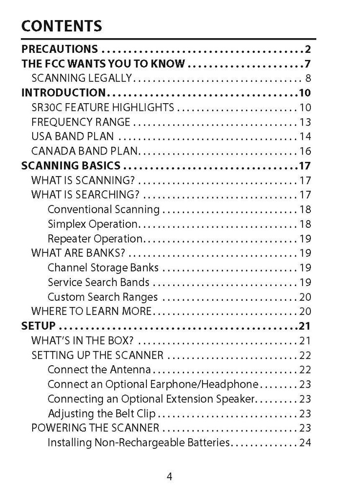 Uniden SR30C Instructions Operating Manual User Guide Coil Bound